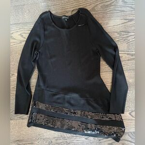 INC International Concepts Black Sequin Long Sleeve Sweater